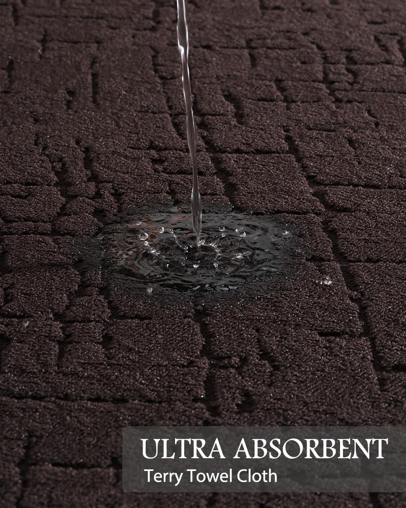 AMOAMI-Bath Mat-Super Absorbent Quick Dry Bathroom Floor Mats-Rubber Backing Washable Bath Mats for Bathroom Thin Bathroom Rugs Fit Under Door-Bath Rug for in Front of Sink Bathtub Shower Room - Image 3