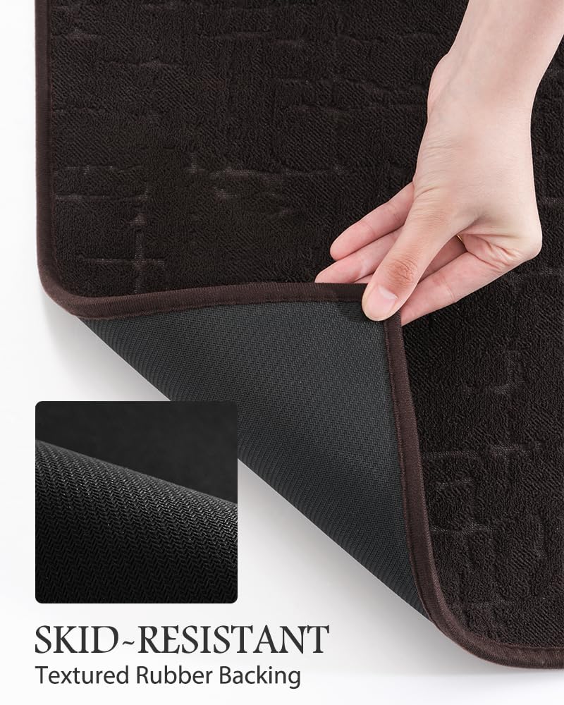 AMOAMI-Bath Mat-Super Absorbent Quick Dry Bathroom Floor Mats-Rubber Backing Washable Bath Mats for Bathroom Thin Bathroom Rugs Fit Under Door-Bath Rug for in Front of Sink Bathtub Shower Room - Image 4