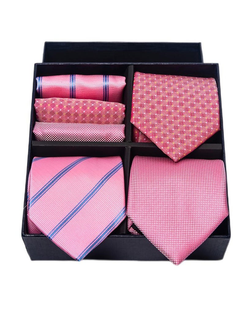 6pcs men's gift box set 3 ties 3 chest scarves fashion business tie square scarf set  - Image 1