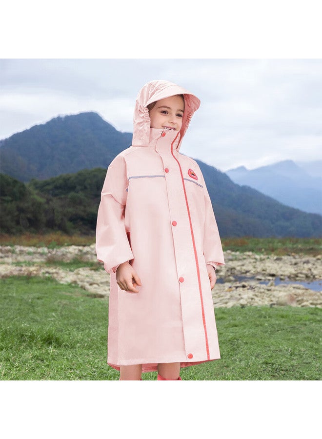 Lemonkid Lemon Baby Kids Raincoat Elementary School Rain Poncho Boys Girls Schoolwear With Backpack Cover Full Body Waterproof Suit Peach Pink S - Image 1