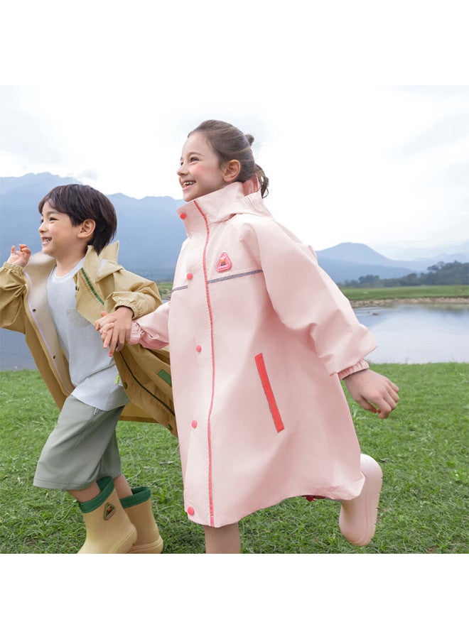 Lemonkid Lemon Baby Kids Raincoat Elementary School Rain Poncho Boys Girls Schoolwear With Backpack Cover Full Body Waterproof Suit Peach Pink S - Image 2