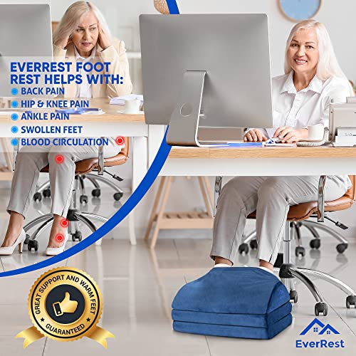 EverRest Under Desk Footrest for Office Use - Warmer Feet, 3 Adjustable Heights - Tall Ergonomic Foot Rest Stool for Gaming Chair, Computer - Leg Support for Work from Home - Image 5