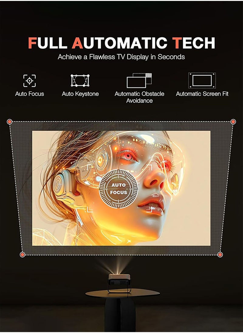 LENND 【360°Adjustable Stand & Auto Focus/Keystone】Mini Projector with WiFi and Bluetooth, 550ANSI Native 1080P Portable Outdoor Movie Projector, Home Projector 4K Support for HDMI/USB/Phone/PC(Black)  - Image 2