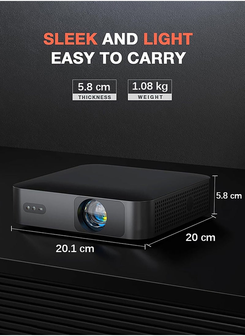 LENND 【360°Adjustable Stand & Auto Focus/Keystone】Mini Projector with WiFi and Bluetooth, 550ANSI Native 1080P Portable Outdoor Movie Projector, Home Projector 4K Support for HDMI/USB/Phone/PC(Black)  - Image 3