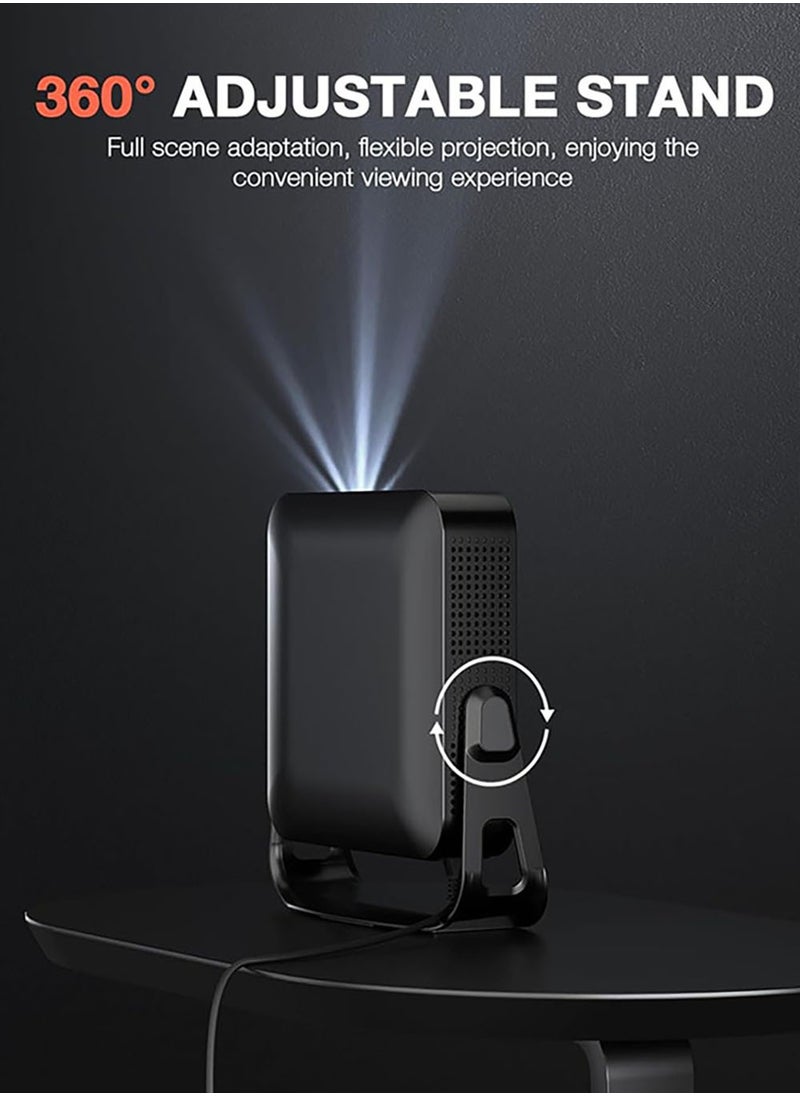 LENND 【360°Adjustable Stand & Auto Focus/Keystone】Mini Projector with WiFi and Bluetooth, 550ANSI Native 1080P Portable Outdoor Movie Projector, Home Projector 4K Support for HDMI/USB/Phone/PC(Black)  - Image 5