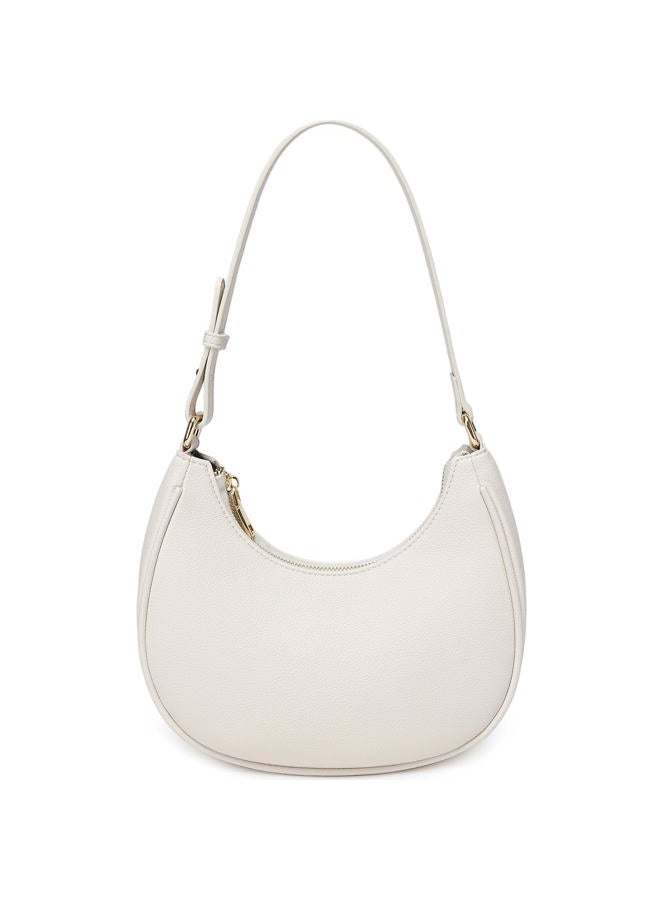 WSRYDJDL Crescent Shoulder Bags for Women Cute Hobo Tote Handbag Under the Arm Purses Mini Clutch Purse with Zipper Closure, Lychee Beige - Image 1