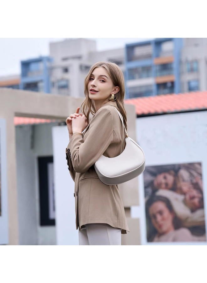 WSRYDJDL Crescent Shoulder Bags for Women Cute Hobo Tote Handbag Under the Arm Purses Mini Clutch Purse with Zipper Closure, Lychee Beige - Image 2