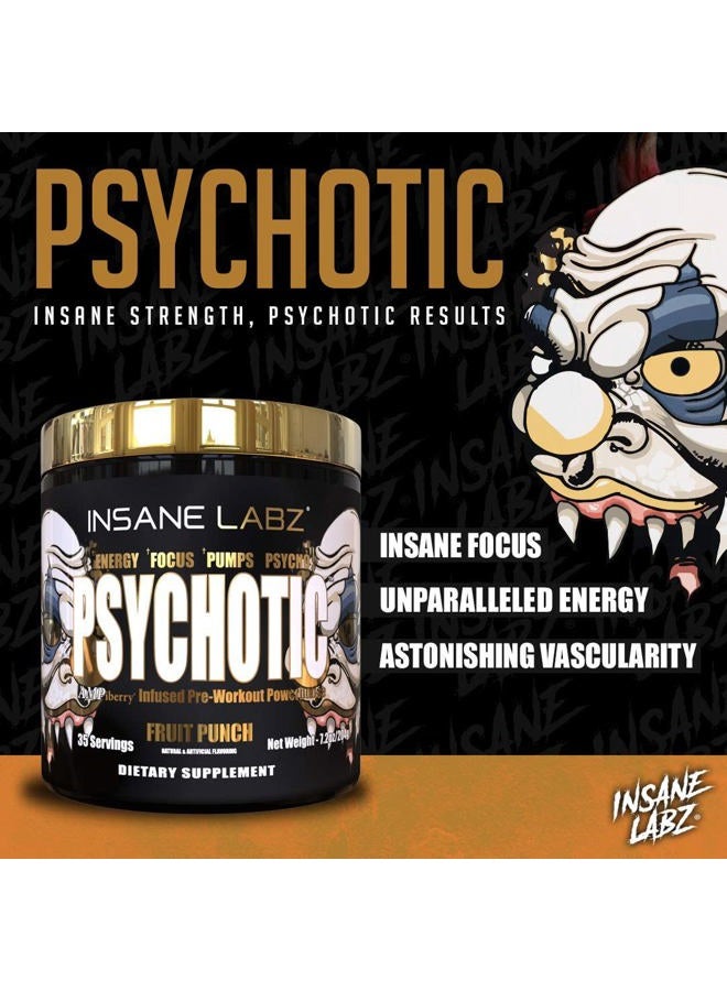 Insane labz سايكوتيك جولد، مسحوق قبل التمرين عالي المنبهات، طاقة دائمة شديدة، تركيز، ضخ وتحمل مع بيتا ألانين، DMAE بيتارتريت، سيترولين، معزز NO، 35 حصة، (قنبلة الكرز) - Image 4