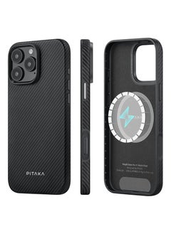 PITAKA pitaka Case for iPhone 16 Pro Max Compatible with MagSafe, Shockproof Case for iPhone 16 Pro Max, 600D Aramid Fiber and TPU Combined Grade Protective Case-Black/Grey (Twill)  - Image 1