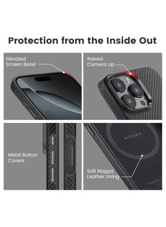 PITAKA pitaka Case for iPhone 16 Pro Max Compatible with MagSafe, Shockproof Case for iPhone 16 Pro Max, 600D Aramid Fiber and TPU Combined Grade Protective Case-Black/Grey (Twill)  - Image 3