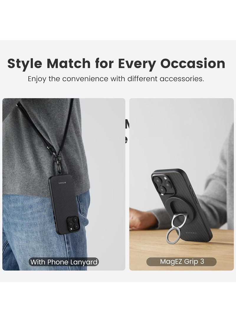 pitaka Case for iPhone 16 Pro Max Compatible with MagSafe, Shockproof Case for iPhone 16 Pro Max, 600D Aramid Fiber and TPU Combined Grade Protective Case-Black/Grey (Twill) - Image 5