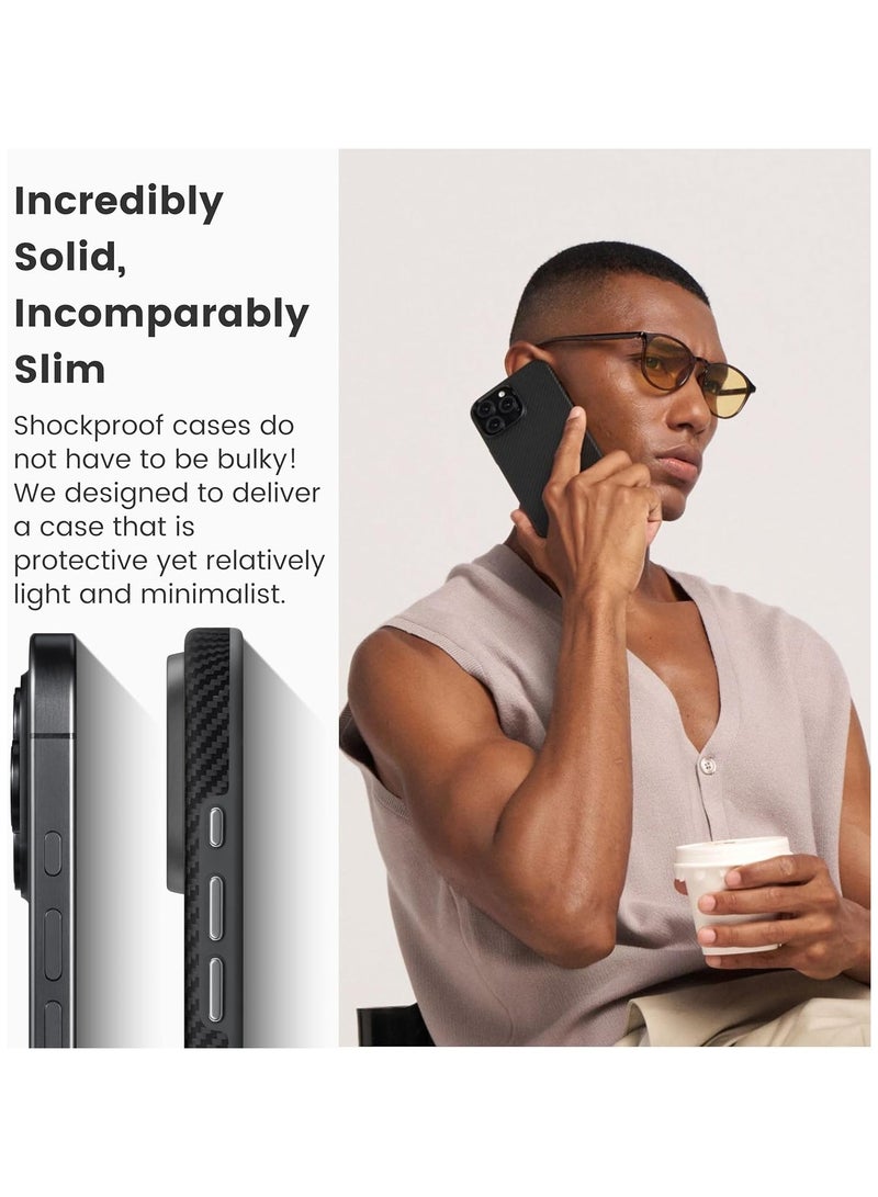 pitaka Case for iPhone 16 Pro Max Compatible with MagSafe, Shockproof Case for iPhone 16 Pro Max, 600D Aramid Fiber and TPU Combined Grade Protective Case-Black/Grey (Twill) - Image 4