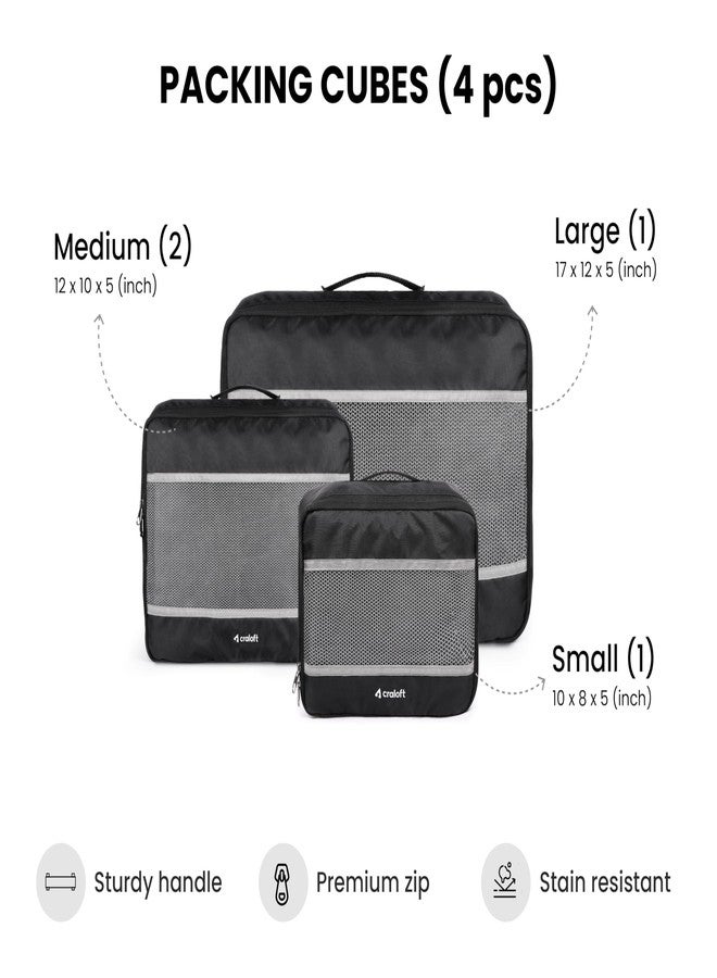 CRALOFT Polyester 8-Piece Travel Luggage Packing Cubes Organizer Set with Laundry Bags, Shoe Bag, and Toiletry Pouch for Men and Women (Black, CT1-V1) - Image 2