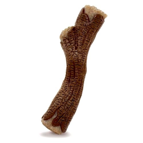 Nylabone Real Wood Stick Toy Strong Chew Toy for Dogs Rubber Dog Toys for Moderate Aggressive Chewers Bacon Flavor Medium Up to 35 lbs 1 Count - Image 1