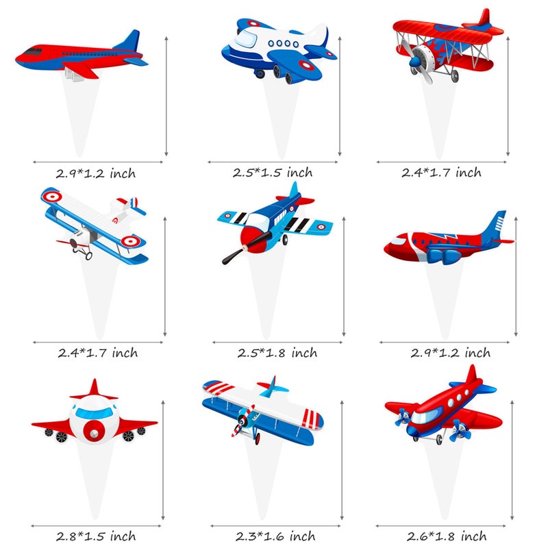 umoni Airplane Cupcake Toppers Airplane Birthday Party Decorations 48PCS Plane Cupcake Picks Aircraft Helicopter Cake Decor for Aviation Theme Pilot Baby Shower Birthday Party Supplies - Image 4