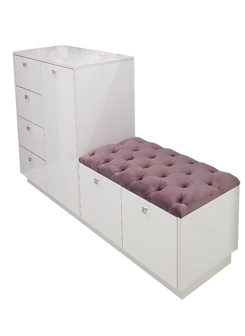 Capittoneh Seat and organizer Furniture SMR-2.15 Fruit Boot 100x35x160 cm - White