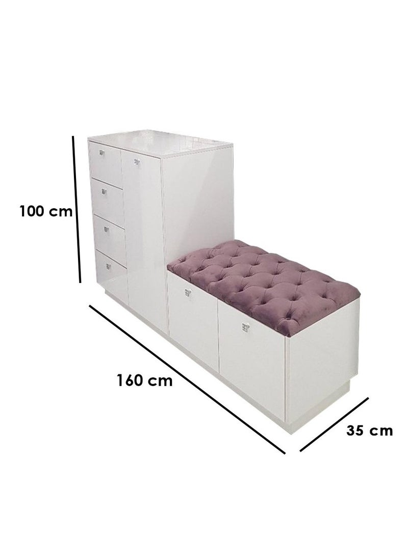 Capittoneh Seat and organizer Furniture SMR-2.15 Fruit Boot 100x35x160 cm - White