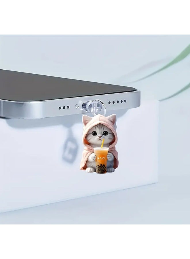 The Acrylic Dust Plug Is Suitable For Apple Mobile Phone Lightning Interface And Type-c Oval Interface-Colour:Green Sweatshirt Cat Dust Plug-Applicable Model:Type-c Elliptical Interface - Image 3