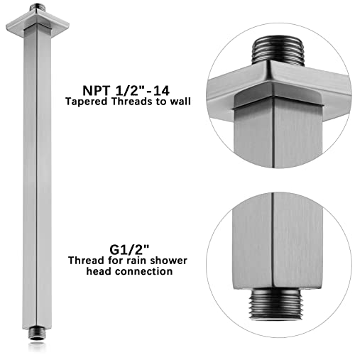 Anpean 16 Inch Square Ceiling Mounted Shower Arm and Flange for Rain Shower Head, Brushed Nickel - Image 4