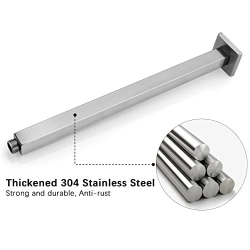 Anpean 16 Inch Square Ceiling Mounted Shower Arm and Flange for Rain Shower Head, Brushed Nickel - Image 5