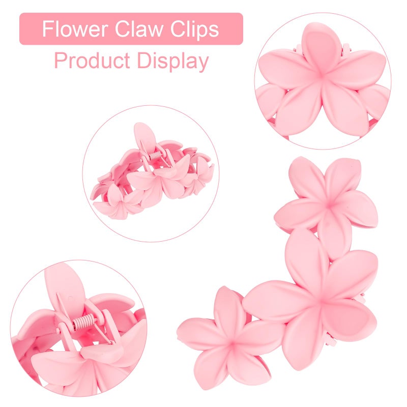 ANBALA Flower Claw Hawaiian Hair Clip, 4PCS Large Plumeria Hair Clips for Women, Non-Slip Strong Hold Clips for Thick Hair, Beach Hair Accessories (Pink, Gradient White, Dark Pink) - Image 2
