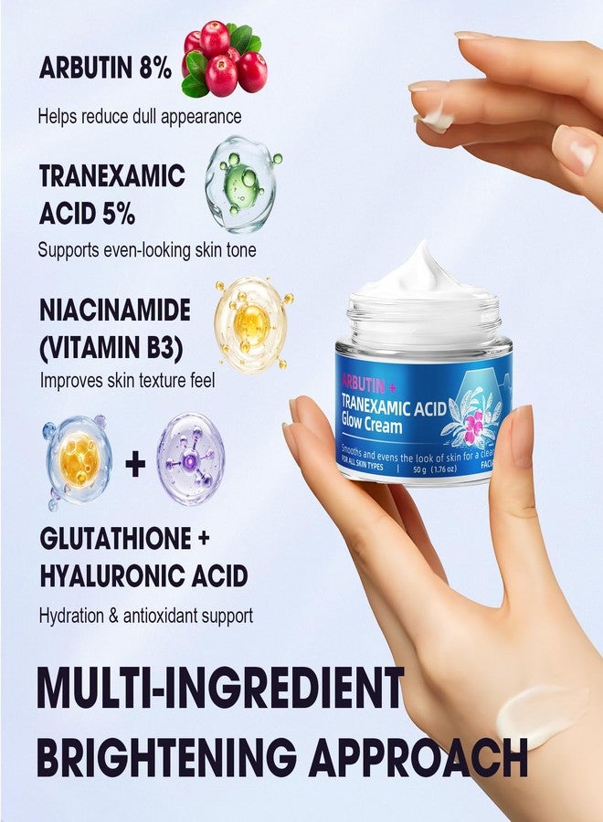 Bmrewax Arbutin 8% + Tranexamic Acid 5% Cream for Dark Spots, Uneven Skin Tone & Discoloration, Brightening Face Cream with Niacinamide, Glutathione & Hyaluronic Acid, Hydrating Formula for Sensitive Skin - Image 3