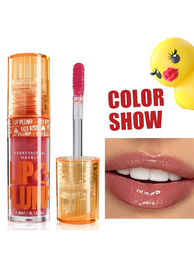 ColorshowDesign Lip plump -Fat Perks Plump Lips Oil, Hydrating Tinted Lips Oil Gloss, Smooth Glossy Finish Lips Glow Oil, Moisturizing And Nourishing Shiny And Vegan Big Brush Head Lips Oil, Non-Sticky Formula#02  - Image 1