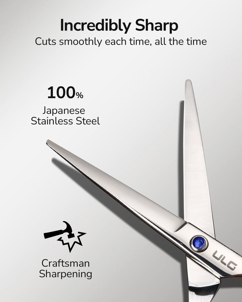 ULG Professional Hair Cutting Scissors 6.5 Inch â€“ Sharp Barber Shears, Stainless Steel Symmetrical Salon Haircut Scissors for Women, Men, Kids, Gloss Paint Finish, Black - Image 3