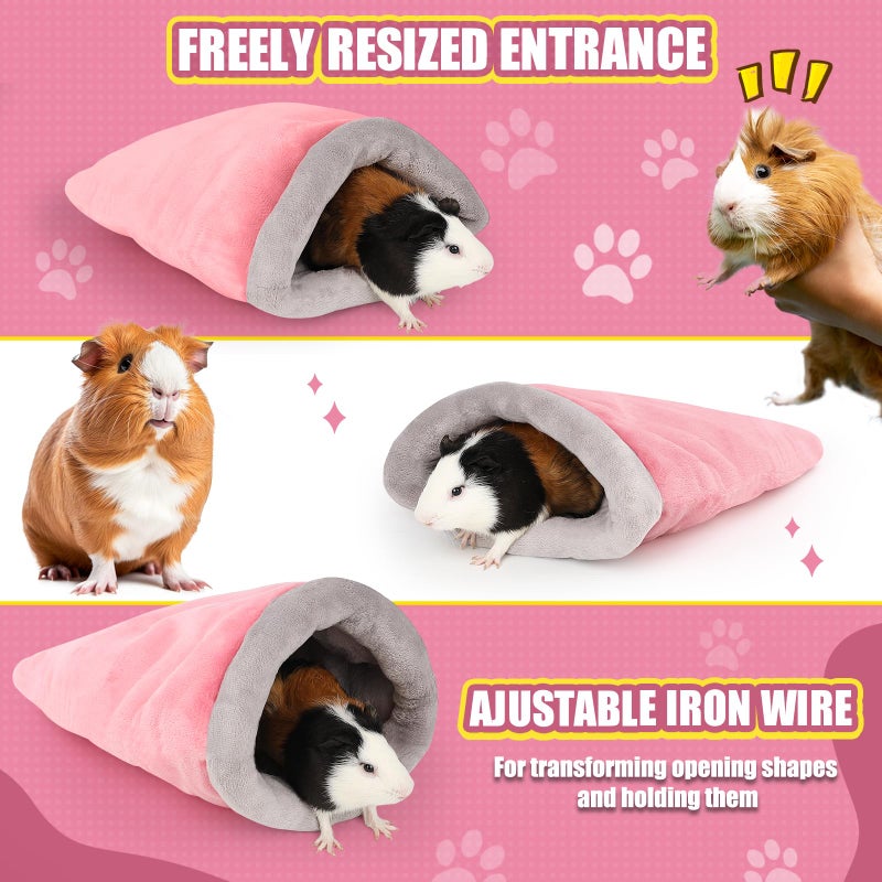 ONEJU Guinea Pig Sleeping Bag, Adjustable Entrance for Keep Opening, Snuggle Bag and Playtime Sack for Guinea Pig, Rabbits and Other Small Pets, Pink - Image 2