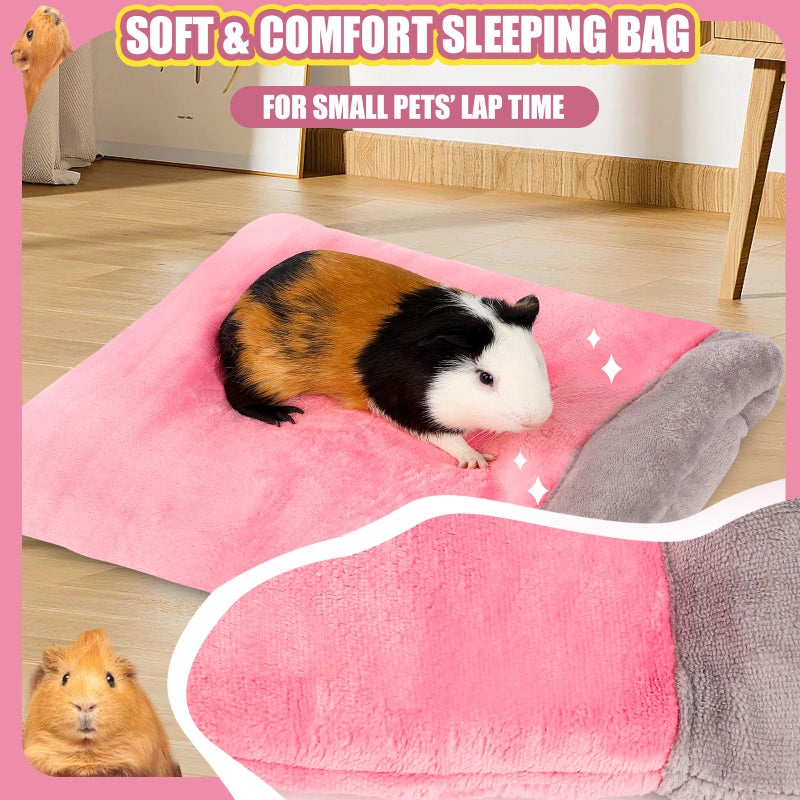 ONEJU Guinea Pig Sleeping Bag, Adjustable Entrance for Keep Opening, Snuggle Bag and Playtime Sack for Guinea Pig, Rabbits and Other Small Pets, Pink - Image 3