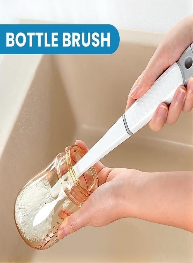 5 in 1 Silicone Bottle Cleaning Brush | Baby Bottle, Cup & Kettle Cleaner | Long Handle, Scratch-Free, Easy to Clean, Multifunction Kitchen Tool - Image 4
