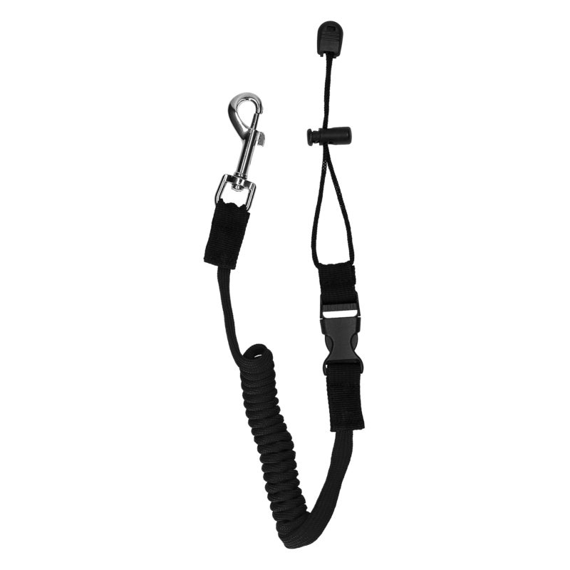 Paddle Leash: Black High Elastic TPU Strap With Nylon Sleeve - Metal Spring Hook Easy Attachment Plastic Quick Release Buckle For Kayaking Paddleboarding Water Sports Outdoor Activities - Image 1