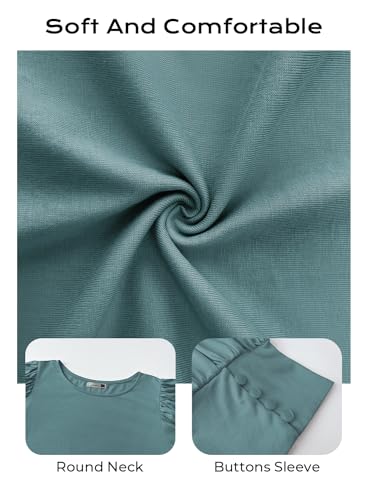 DOROSE Womens Tops Women Blouses Short Sleeve Shirts Puff Sleeve (X-Large, Green) - Image 5