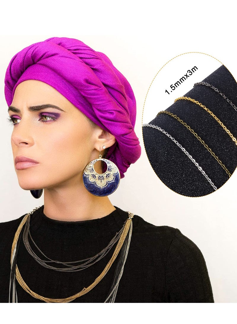 Zikra DIY Necklace Chains - 12m Jewelry Making Chains with 120 Open Jump Rings & 40 Lobster Clasps, 1.5mm Iron Twisted Cable Chain in 4 Colors for Crafting and Jewelry Design. - Image 2