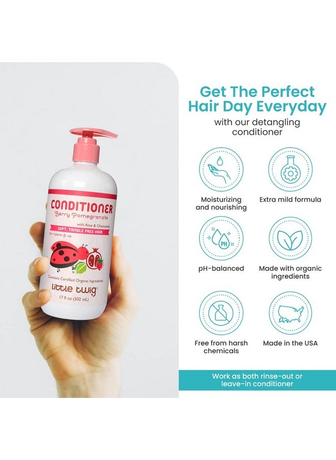 Little Twig Detangling Conditioner Natural Conditioner With Plant Derived Formula Hair Conditioner With Essential Oils And Extracts Suitable For Whole Family Berry Pomegranate 17 Fl Oz.  - Image 4