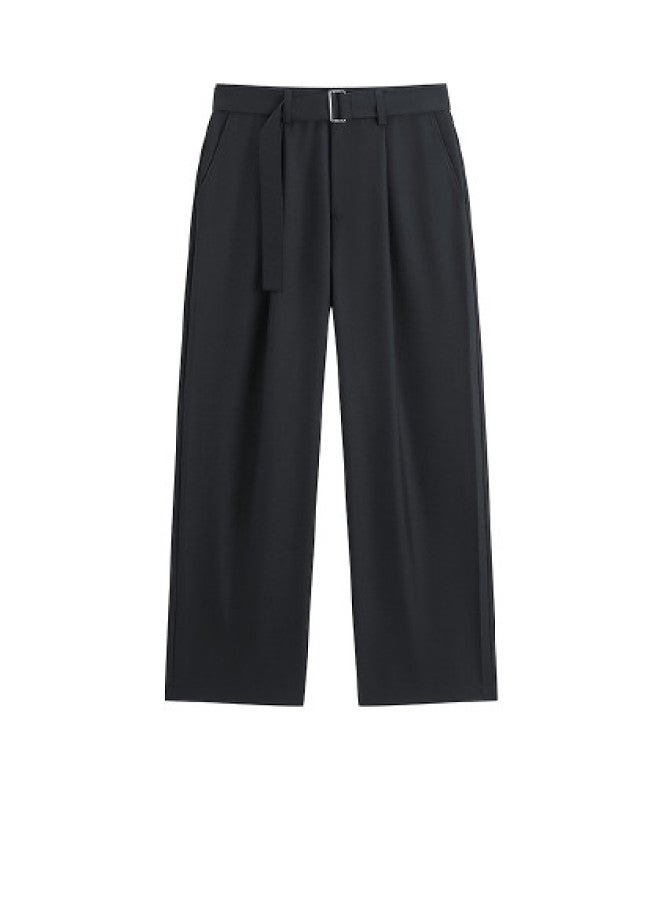 Waxbird Men's Autumn Straight-leg Casual High-end Wool Blend Fashion Belted Trousers Men's Casual Pants - Image 1