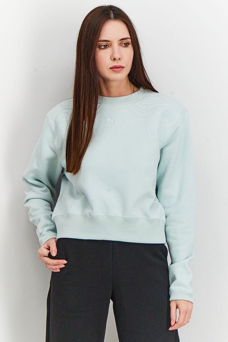 PUMA Women Sportswear Fit Long Sleeve Tiger Boxy Sweatshirt, Light Green - Image 1