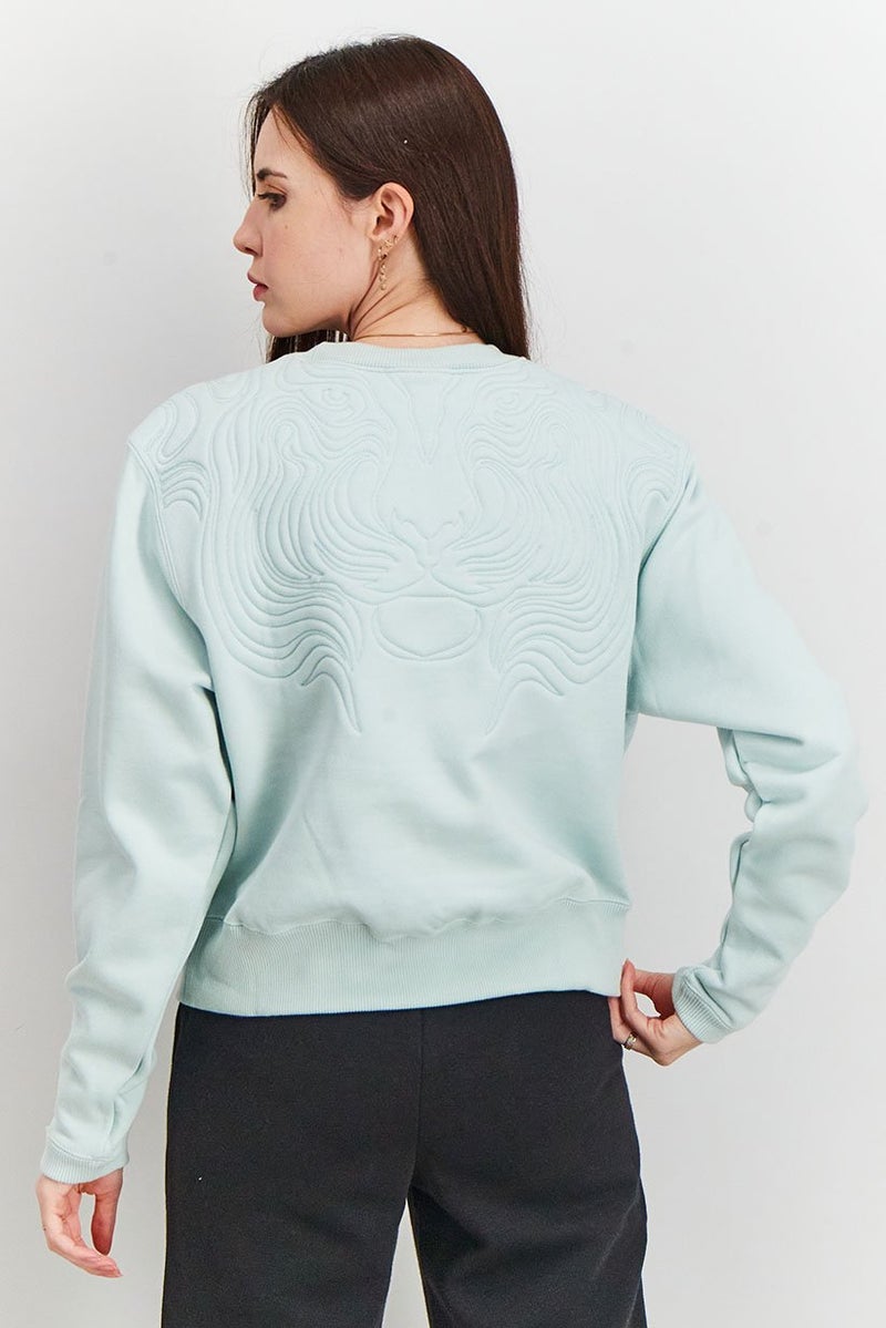 PUMA Women Sportswear Fit Long Sleeve Tiger Boxy Sweatshirt, Light Green - Image 2