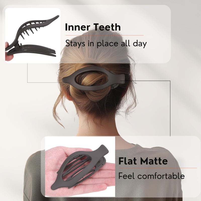 CENTSTAR 8 Pack French Flat Hair Clips for Womenâ€“ Large Matte No-Slip Claw Barrettes in Black, Beige, Light Brown & Dark Brown,Strong Hold for Thick & Thin Hair - Image 3