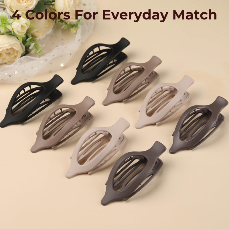 CENTSTAR 8 Pack French Flat Hair Clips for Womenâ€“ Large Matte No-Slip Claw Barrettes in Black, Beige, Light Brown & Dark Brown,Strong Hold for Thick & Thin Hair - Image 5