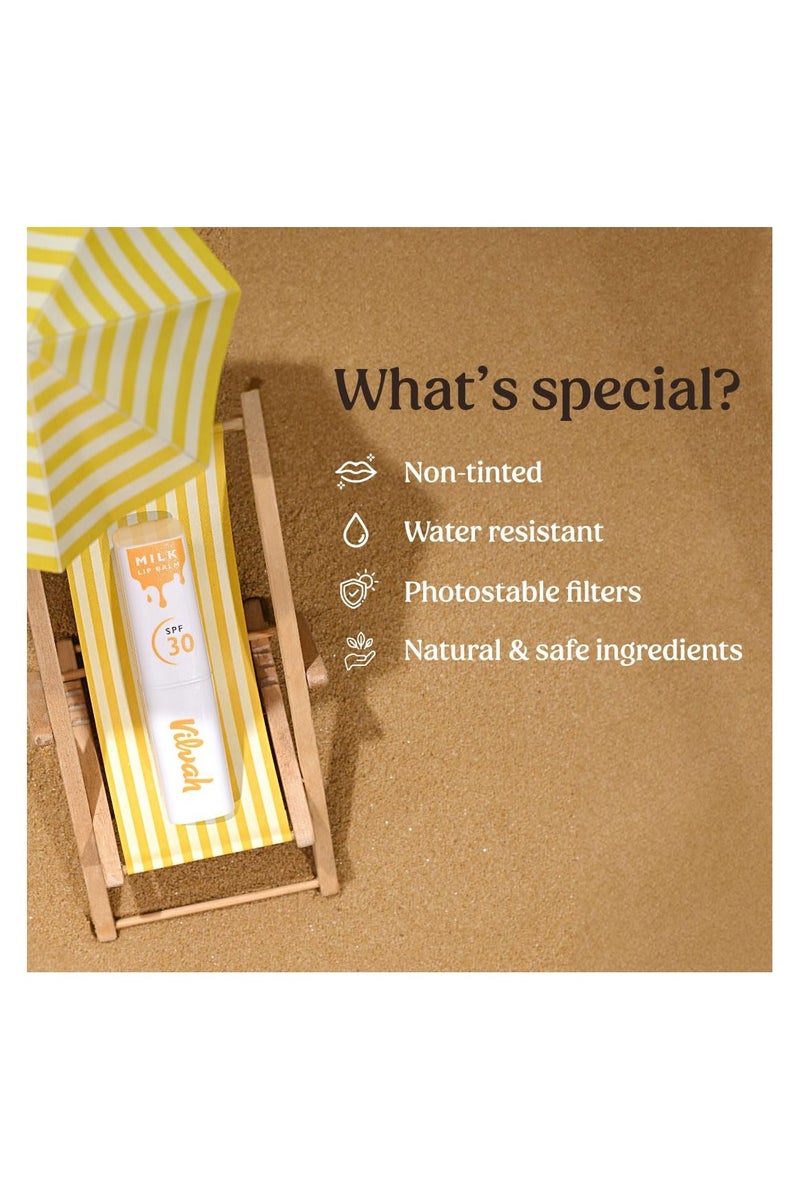 فيلاه ستور مرطب الشفاه الحليبي SPF30 يعالج التصبغ والأضرار الناجمة عن أشعة الشمس وحماية من الأشعة فوق البنفسجية فئة A وB لكل من الرجال والنساء ومناسب لجميع أنواع البشرة. - Image 4