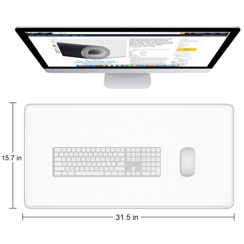 Dapesuom Large Gaming Mouse Pad, Extended Mouse Mat with Stitched Edges, Full Size Keyboard Pad with Non-Slip Base, Big XXL Computer Desk Mats for Gamer, Laptop, Office, 31.5 x 15.7in, Ivory White - Image 2