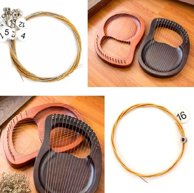 INKNOTE Lyre Harp A Sets of 16 Replacement Metal Strings with 50 Pcs Gold Brass Hollow Rivets - Image 3
