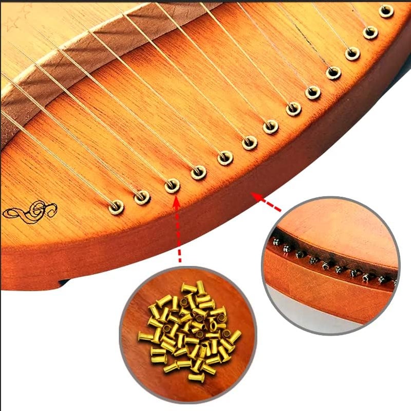 INKNOTE Lyre Harp A Sets of 16 Replacement Metal Strings with 50 Pcs Gold Brass Hollow Rivets - Image 4