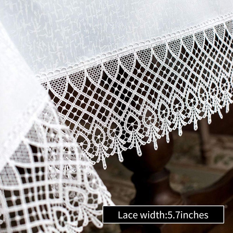 ARTABLE Lace Table Cloths Rectangle Fall Antique Flower Decor Macrame Tablecloth for Outdoor Farmhouse Rustic Kitchen Party Birthday Picnic (White-2, 52 x 70 Inch) - Image 4
