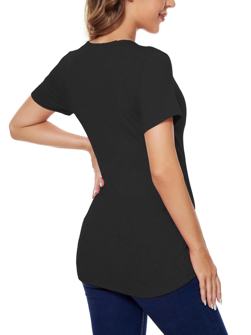 Liu & Qu Womens Maternity Nursing Tops Short Sleeve Breastfeeding Shirts Heather V Neck Clothes - Image 5