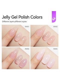gelike ec Sheer Nude Gel Polish Set Jelly Light Pink Gel Nail Polish With Gel Liner Neutral Color Jelly Nail Polish Soak Off Uv Gel Nails For Nail Art French Manicure At Home 7Ml 6Pcs  - Image 3