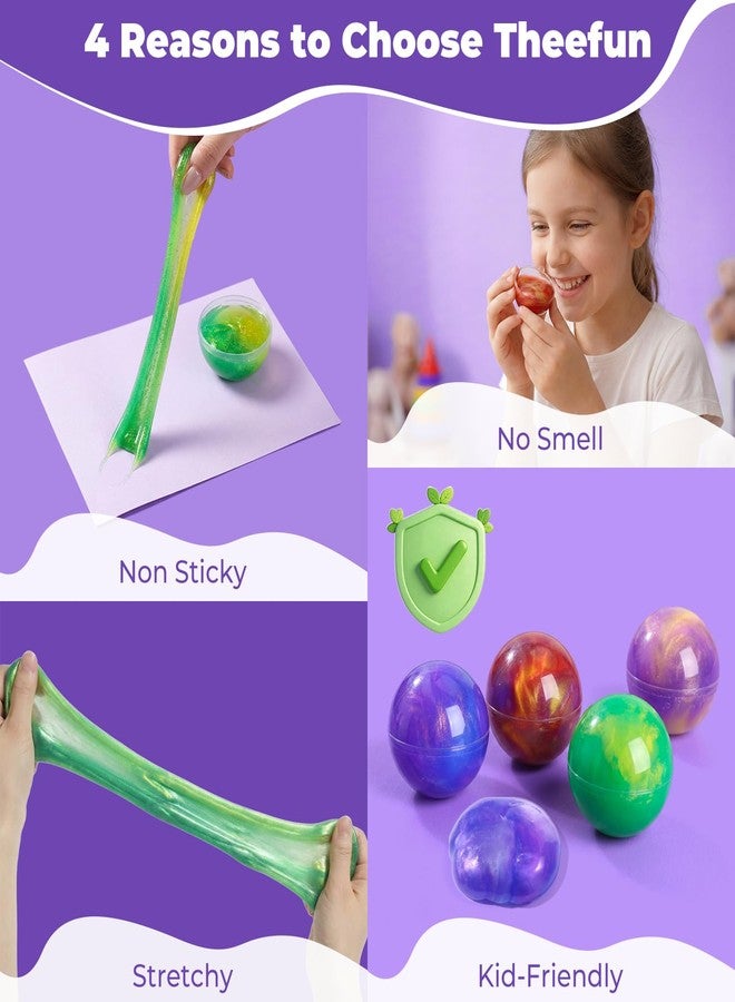 Theefun 24 Pack Galaxy Slime Balls Theefun Easter Slime Party Favors, Stretchy Non-Sticky Sensory Toys for Kids, DIY Stress Relief Putty Toys, Birthday Goodie Bag Fillers and Classroom Prizes for Girls Boys - Image 2