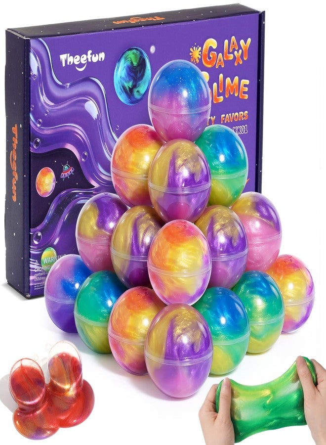 Theefun 24 Pack Galaxy Slime Balls Theefun Easter Slime Party Favors, Stretchy Non-Sticky Sensory Toys for Kids, DIY Stress Relief Putty Toys, Birthday Goodie Bag Fillers and Classroom Prizes for Girls Boys - Image 1