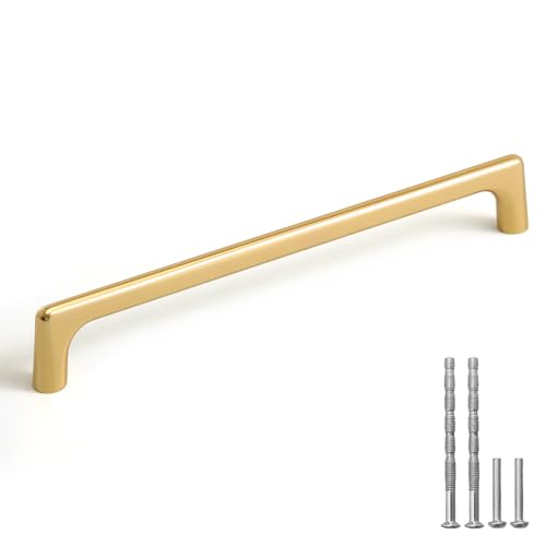 YAGU Modern Cabinet Pulls 10 Pack Bright Gold 75 Inch Hole Center Kitchen Drawer Handles Polished Brass Zinc Alloy Furniture Hardware for Cupboard Dresser Closet - Image 1